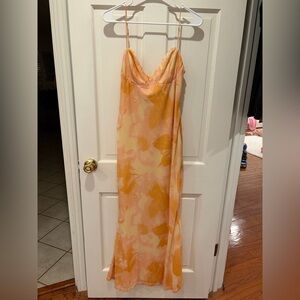 Saints and Secrets Elegant Orange and Yellow Women's Maxi Dress